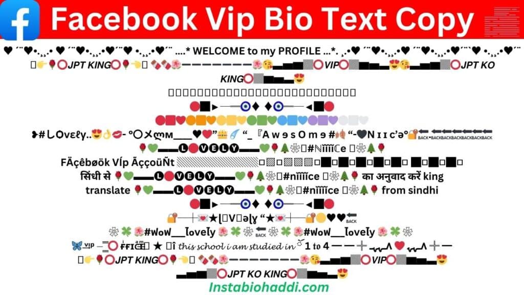 facebook vip bio text copy